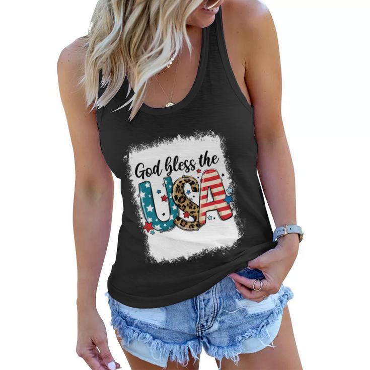 Bleached 4Th July God Bless The Usa Patriotic American Flag Gift Women Flowy Tank