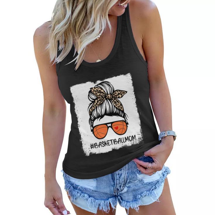 Bleached Basketball Mom Life Leopard Messy Bun Game Day Gift Women Flowy Tank