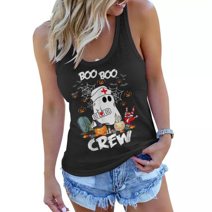 Boo Boo Crew Ghost Nurse Retro Halloween 2022 Nursing Rn  Women Flowy Tank