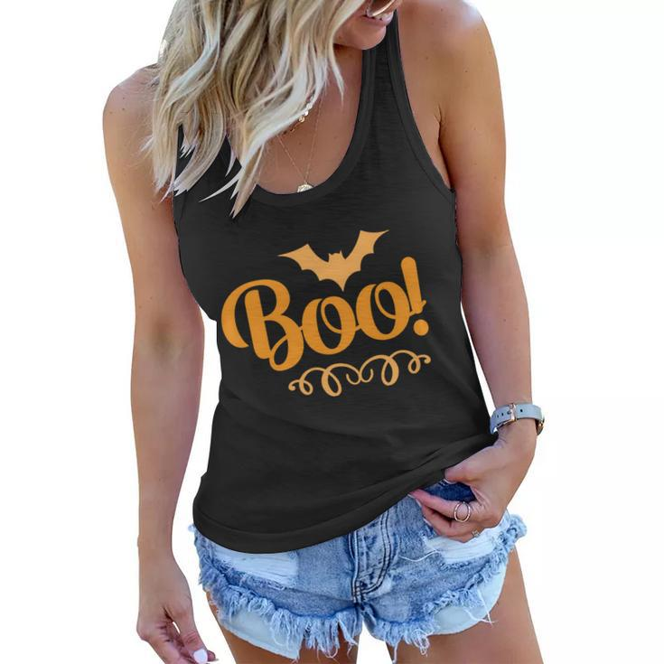 Boo Ghost Bat Halloween Quote Women Flowy Tank
