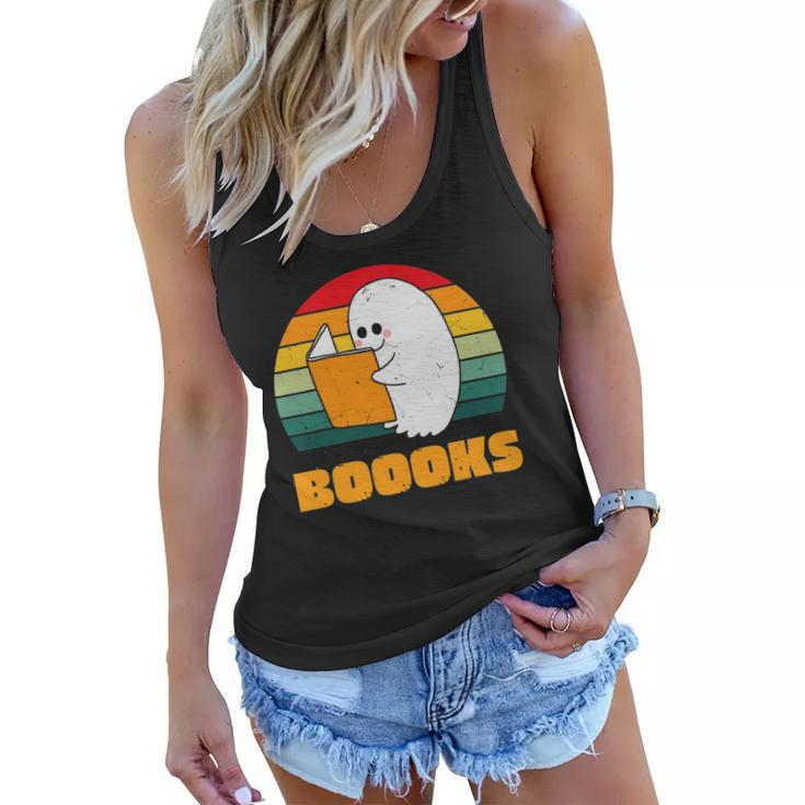 Boooks Ghost Funny Librarian Book Lovers Halloween Costume Women Flowy Tank