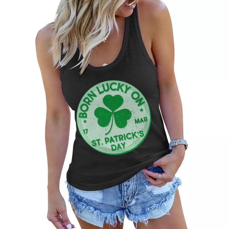 Born Lucky On St Patricks Day Graphic Design Printed Casual Daily Basic Women Flowy Tank