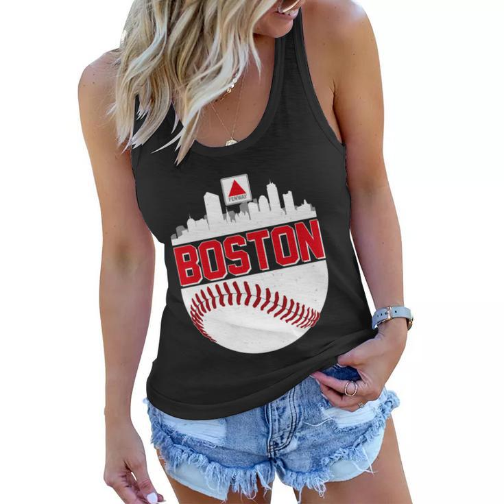 Boston Skyline Fenway Baseball Sports Logo Tshirt Women Flowy Tank