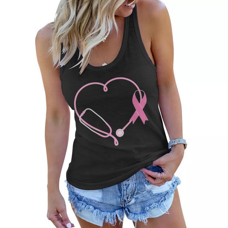 Breast Cancer Awareness Doctor Nurse Stethoscope Women Flowy Tank