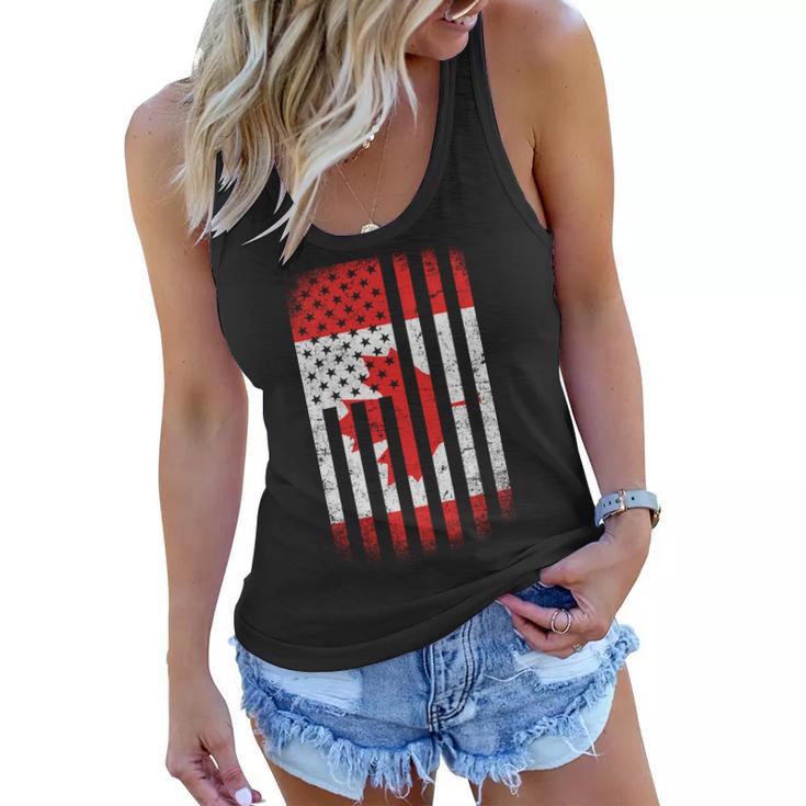 Canada Usa Mash-Up Maple Leaf Retro Flag Tshirt Women Flowy Tank