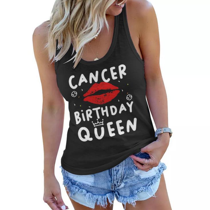 Cancer Birthday Queen Red Lips Women Flowy Tank