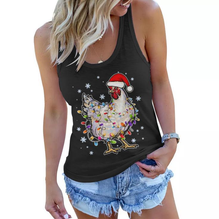 Christmas Santa Chicken Tshirt Women Flowy Tank