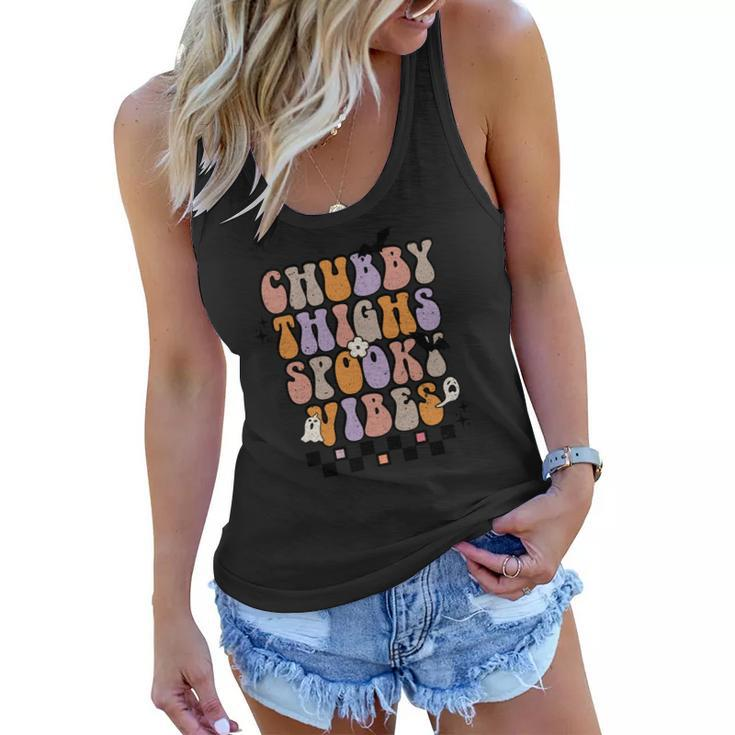 Chubby Thights And Spooky Vibes Halloween Groovy Women Flowy Tank