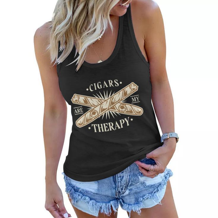 Cigars Are My Therapy Tshirt Women Flowy Tank