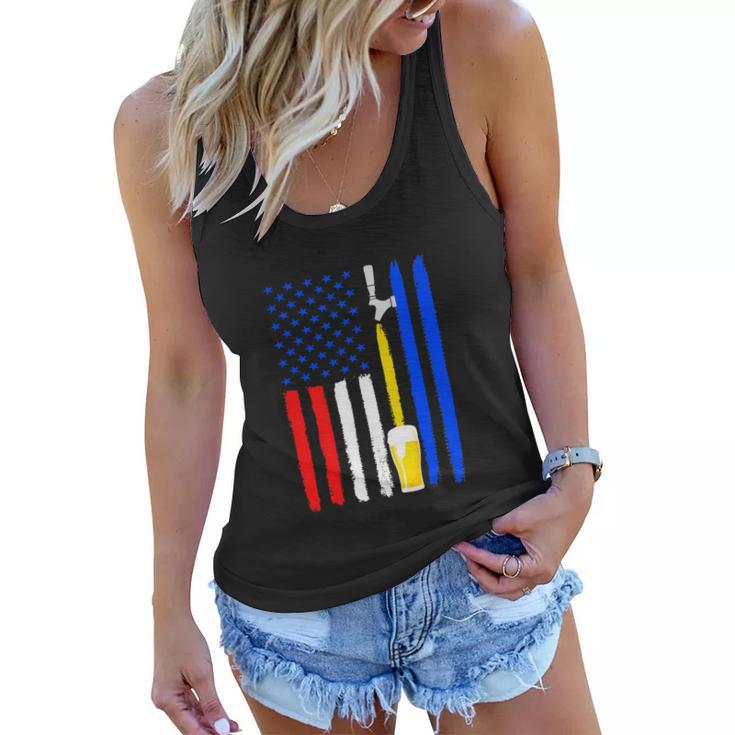 Craft Beer American Flag Usa Patriotic Funny 4Th Of July Women Flowy Tank