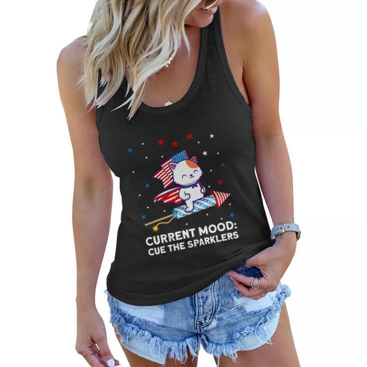 Current Mood Cue The Sparklers 4Th Of July Women Flowy Tank