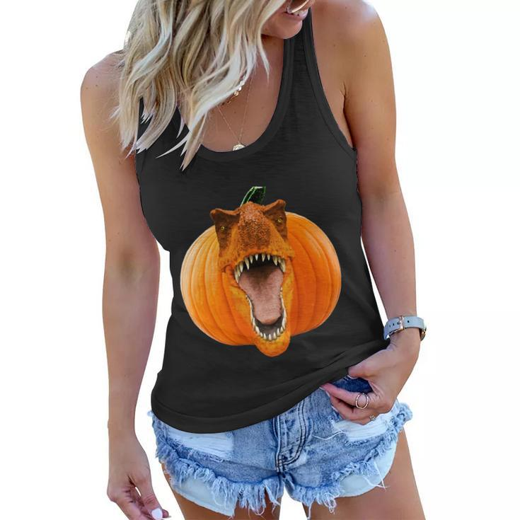 Cute Halloween Funny Halloween Day Trex Pumpkin Face Graphic Design Printed Casual Daily Basic Women Flowy Tank