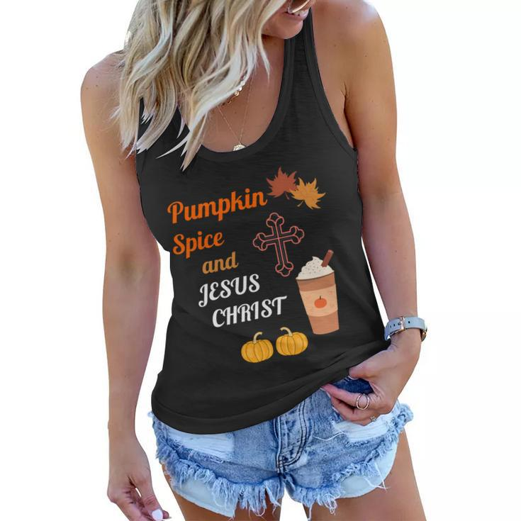 Cute Pumpkin Spice And Jesus Christ Fall Design  Graphic Design Printed Casual Daily Basic V2 Women Flowy Tank
