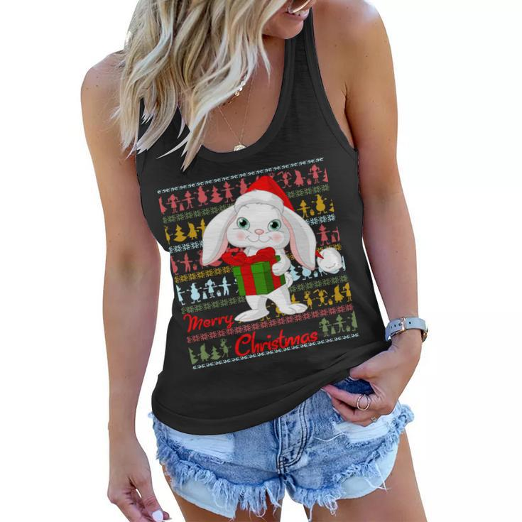 Cute Rabbit Ugly Christmas Sweater Women Flowy Tank