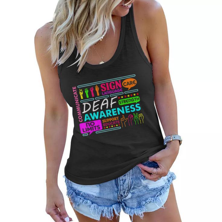 Deaf Awareness Sign Deafness Hearing Loss Warrior Tshirt Women Flowy Tank