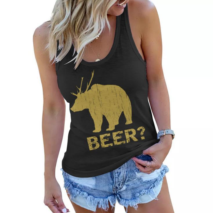 Deer Bear Beer Moose Elk Hunting Funny Tshirt Women Flowy Tank