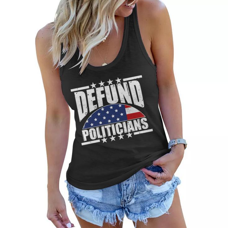 Defund Politicians American Usa Flag Women Flowy Tank
