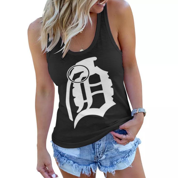 Detroit English D Grenade Michigan Logo Tshirt Women Flowy Tank