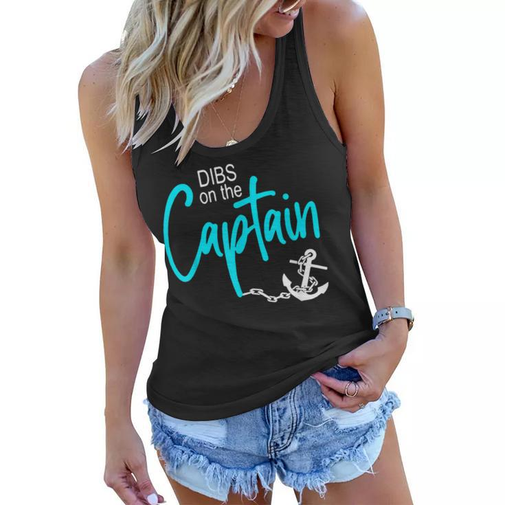 Dibs On The Captain Fire Captain Wife Girlfriend Sailing  Women Flowy Tank