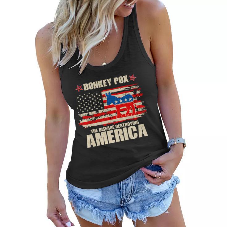 Distressed Donkey Pox The Disease Destroying America Women Flowy Tank