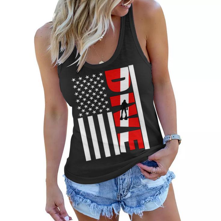 Diver American Flag Graphic Design Printed Casual Daily Basic Women Flowy Tank