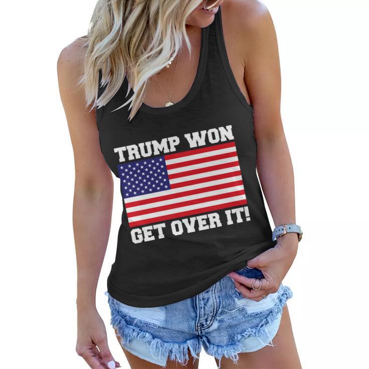 Donald Trump Won Get Over It Usa Flag 45Th President Women Flowy Tank