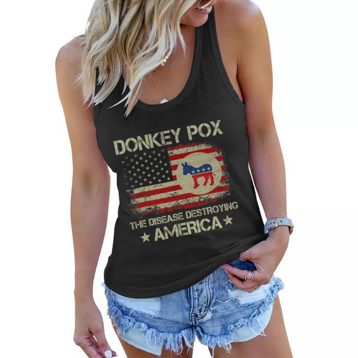 Donkey Pox The Disease Destroying America Funny Anti Biden Women Flowy Tank