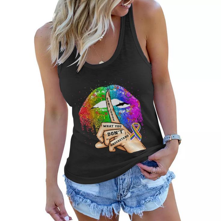 Dont Judge What You Dont Understand Lgbt Pride Lips Women Flowy Tank