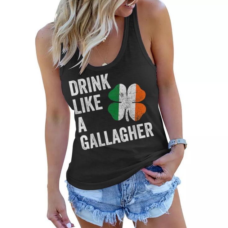 Drink Like A Gallagher St Patricks Day Beer  Drinking  Women Flowy Tank