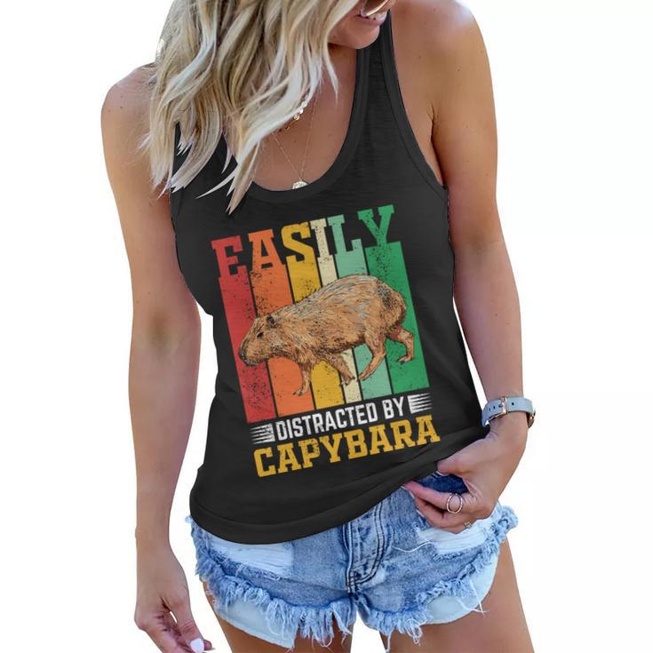 Easily Distracted By Capybara Animal Lover Rodent Gift Women Flowy Tank