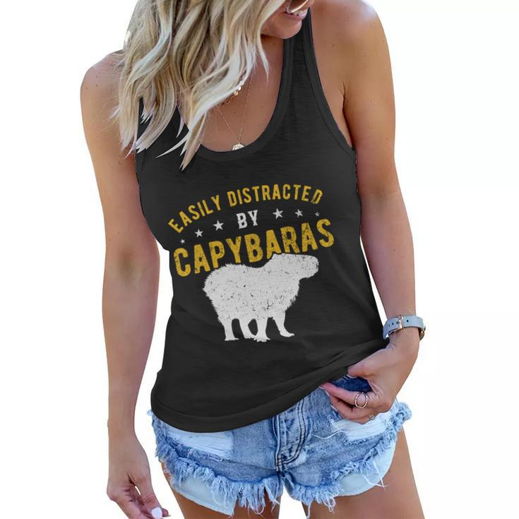 Easily Distracted By Capybaras Gift Women Flowy Tank