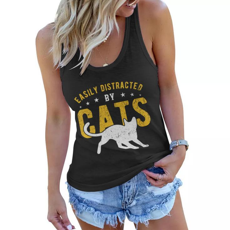 Easily Distracted By Cats Gift Women Flowy Tank