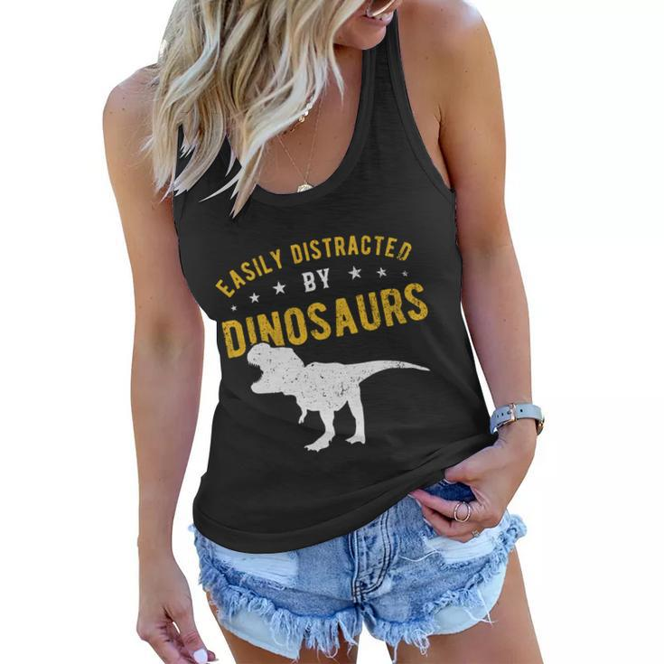 Easily Distracted By Dinosaurs Cute Gift Women Flowy Tank