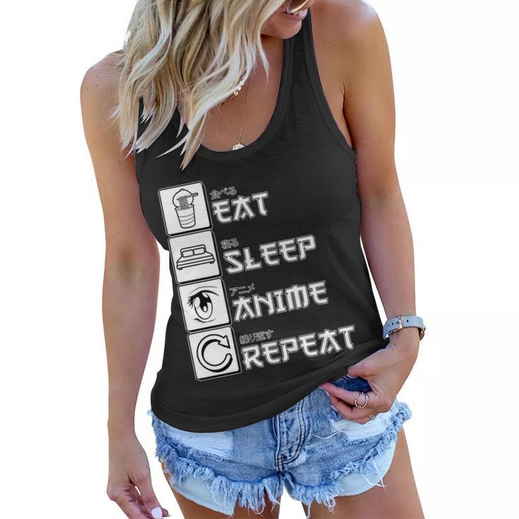 Eat Sleep Anime Repeat Tshirt Women Flowy Tank