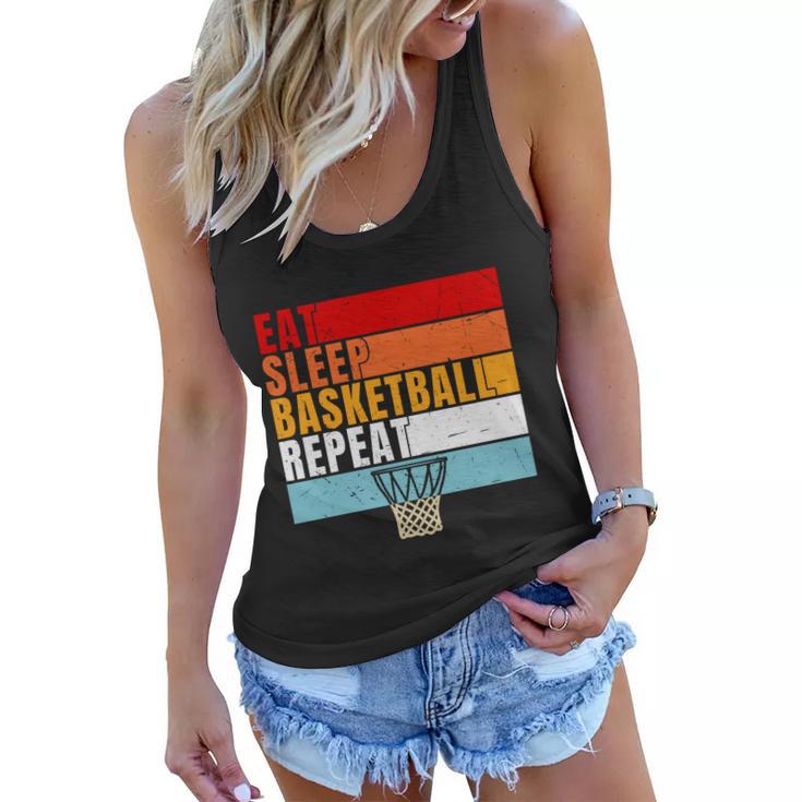 Eat Sleep Basketball Repeat Vintage Basketball Player Basketball Hoop Women Flowy Tank