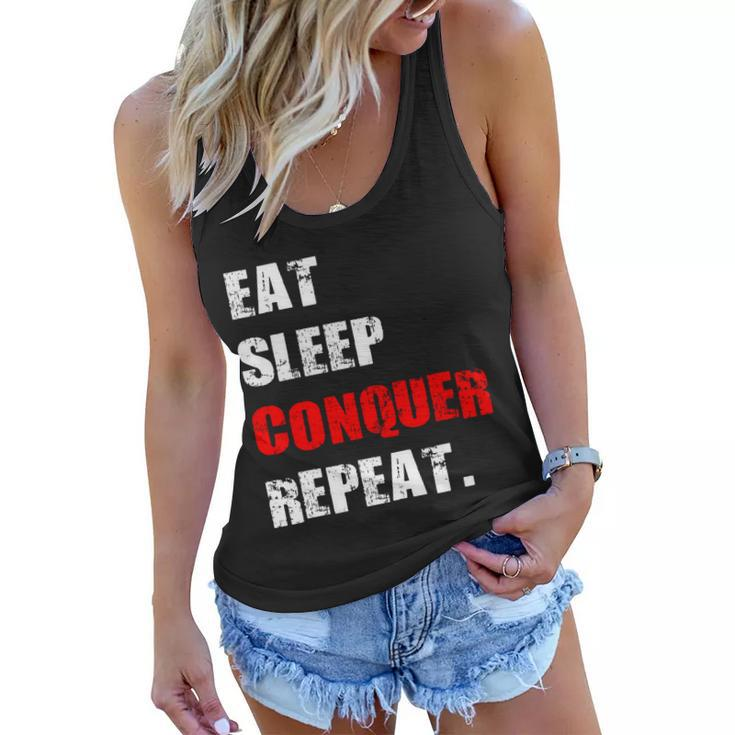Eat Sleep Conquer Repeat Women Flowy Tank