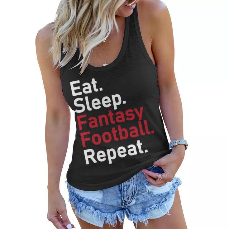 Eat Sleep Fantasy Football Repeat Tshirt Women Flowy Tank