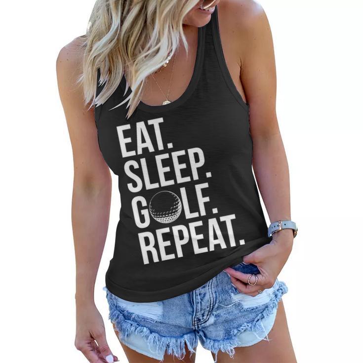 Eat Sleep Golf Repeat Tshirt Women Flowy Tank