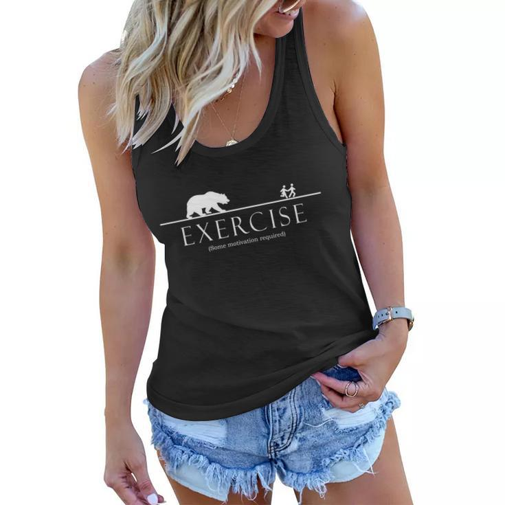 Exercise Some Motivation Required Running From Bear Tshirt Women Flowy Tank