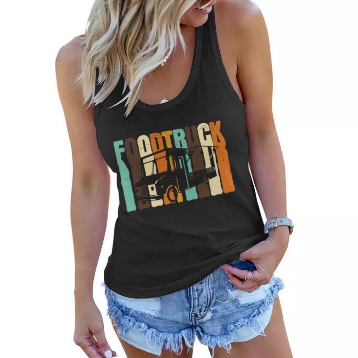 Fast Food Trucker Driver Retro Burger Street Food Truck Cool Gift Women Flowy Tank