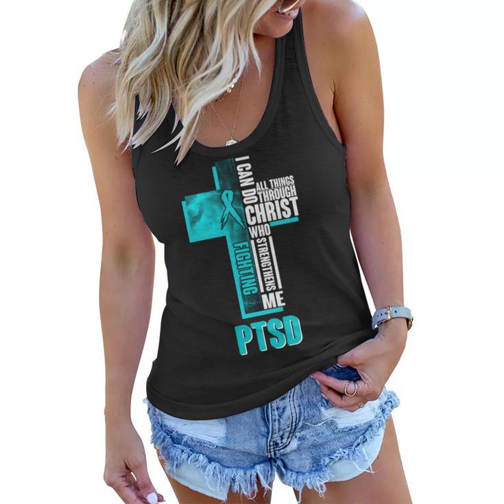 Fighting Ptsd Awareness Cross Women Flowy Tank