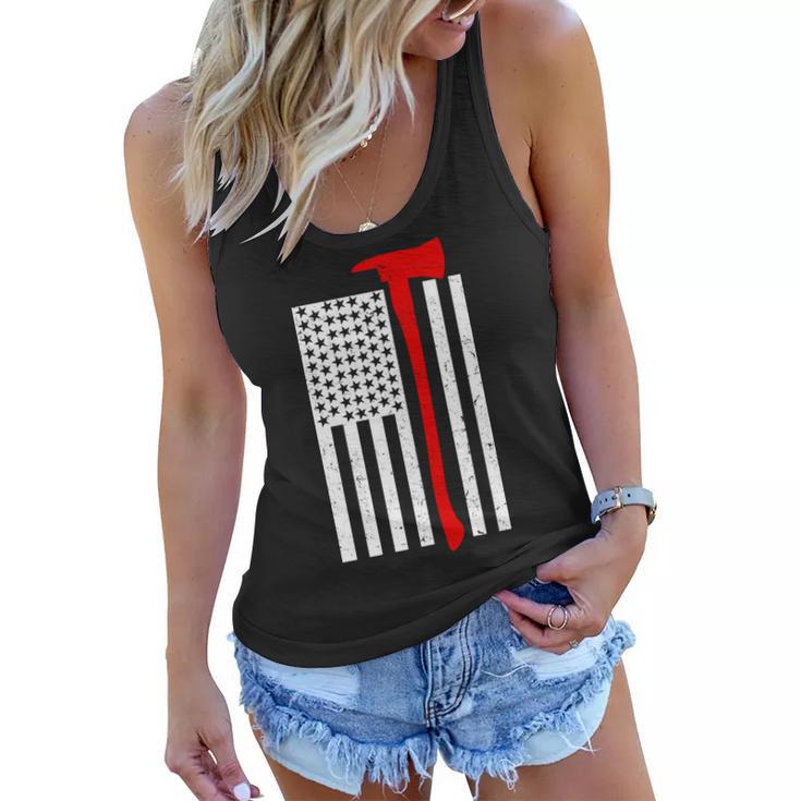 Firefighter Axe American Flag Women Flowy Tank