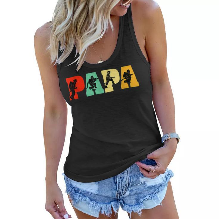 Firefighter Funny Papa Firefighter Fathers Day For Dad Women Flowy Tank