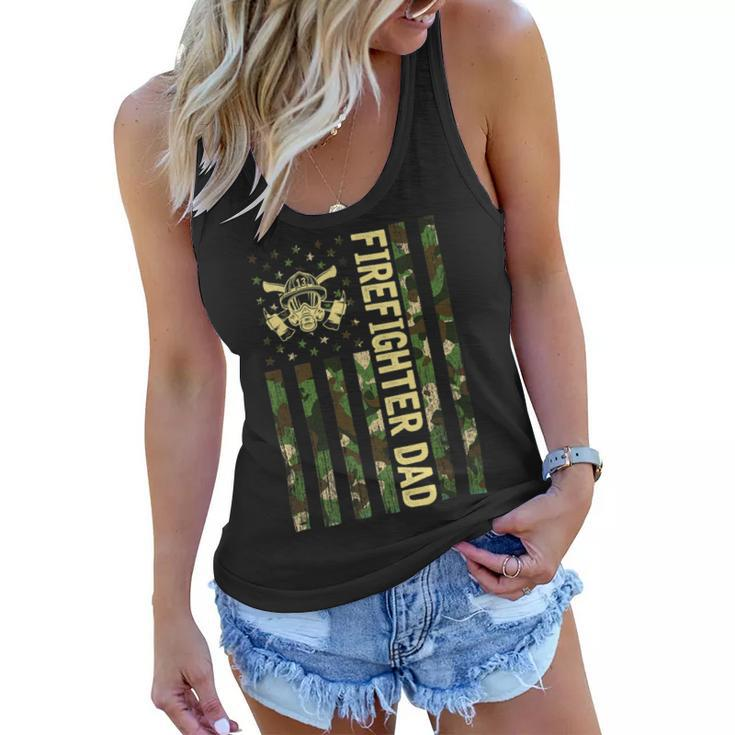 Firefighter Retro Camouflage Usa Flag Firefighter Dad Fathers Day V2 Women Flowy Tank