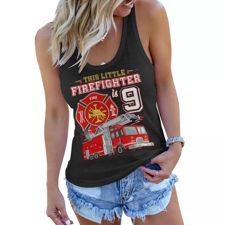 Firefighter This Little Firefighter Is 9 Years Old 9Th Birthday Kid Boy Women Flowy Tank