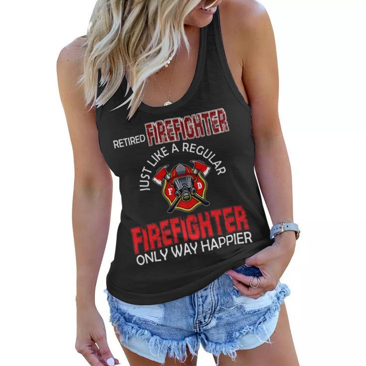 Firefighter Vintage Retired Firefighter Definition Only Happier Retire Women Flowy Tank