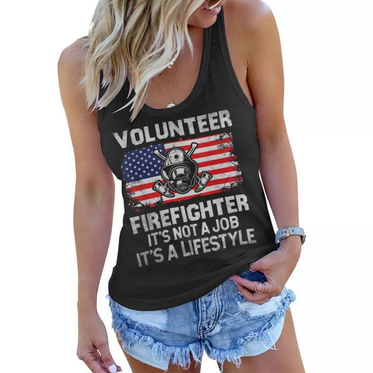 Firefighter Volunteer Firefighter Lifestyle Fireman Usa Flag V3 Women Flowy Tank