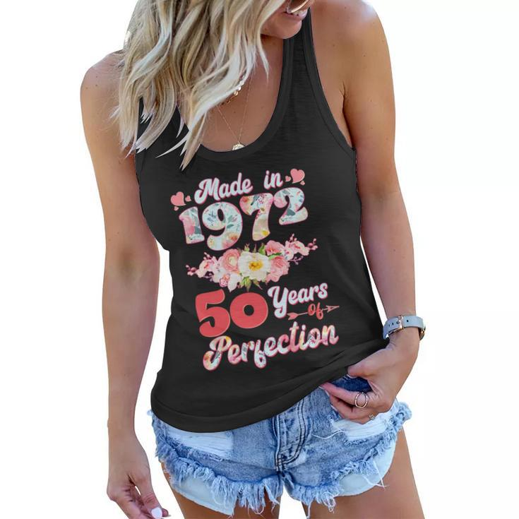 Flower Floral Made In 1972 50 Years Of Perfection 50Th Birthday Women Flowy Tank
