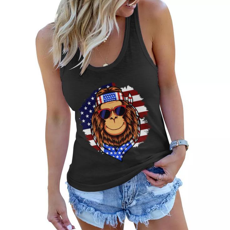 Fourth Of July American Independence Day Monkey Graphic Plus Size Shirt For Men Women Flowy Tank
