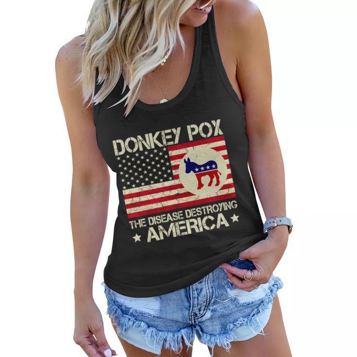 Funny Anti Biden Donkey Pox The Disease Destroying America Funny Anti Biden Women Flowy Tank